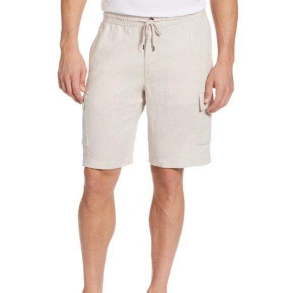 Cafe Luna LINEN-BLEND DRAWSTRING SHORTS XXL